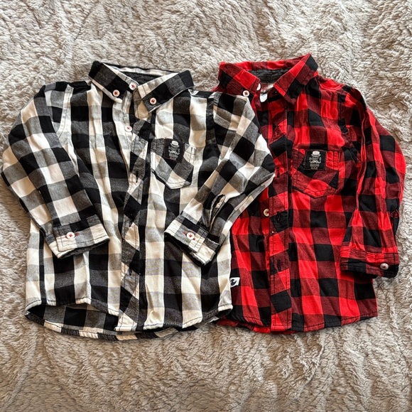 Other - Kids Plaid Button-Down Shirts - Black and Red